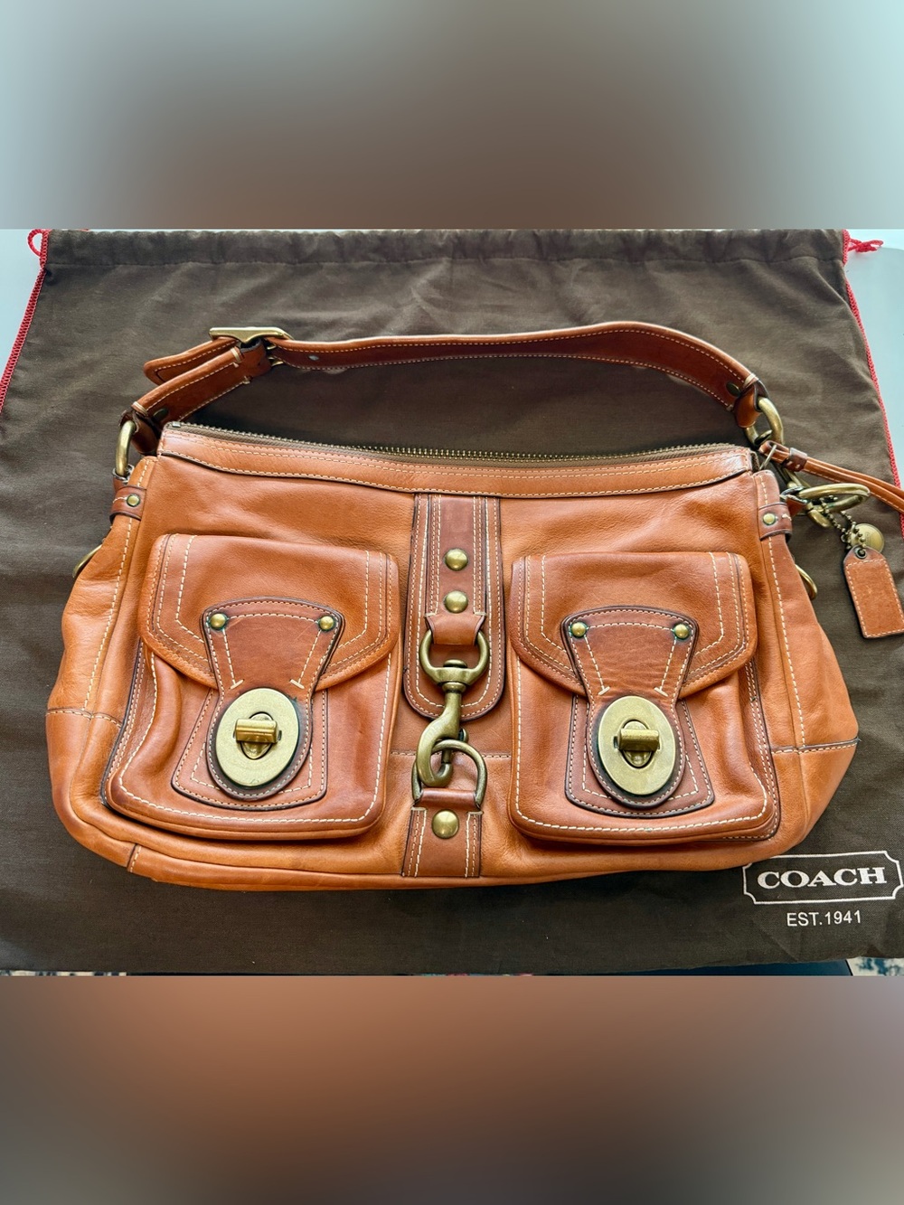 Coach 65th Anniversary Mandy Satchel Shoulder Bag w/Legacy Stripe lining - Picture 2 of 15